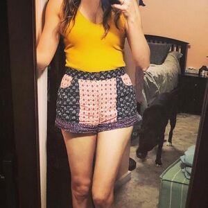 Antik Batik (Anthro) multi pattern midrise mini shorts - size XS​